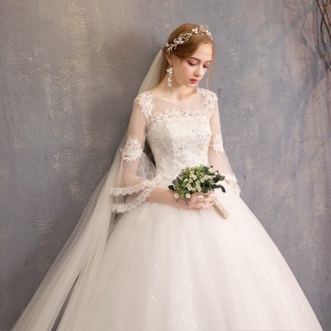 Fashion Aesthetic Robe de mariée à manches semi longues