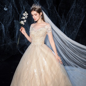 Robe de mariée légère élégante à manches courtes