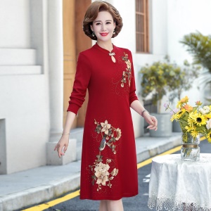 robe pour femme âgée Robe manches longues imprimé