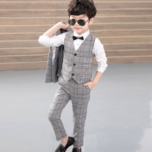 TONGBOXIAOYU Costume enfant  3 pièces à carreaux et une boucle