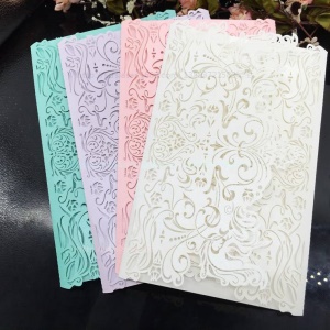 Billets Invitations de mariage  papier nacré sculpté et ajouré (remarques de couleur)