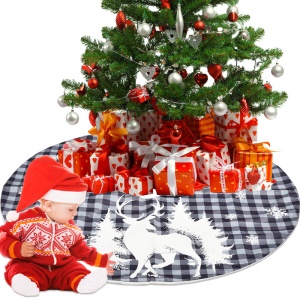 JINMINGGUAN tapis  d'arbre de Noël motif à carreaux super doux wapiti