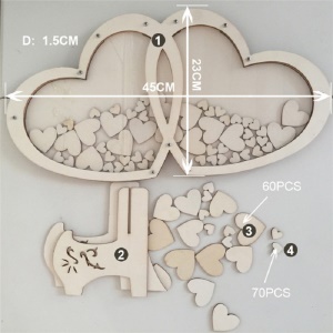 Accessoire de décoration de mariage en bois en forme de coeur