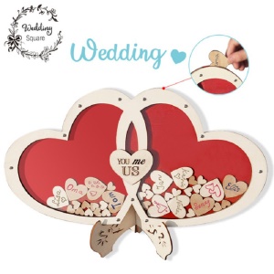Accessoire de décoration de mariage en bois en forme de coeur