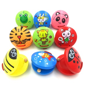YIXIAO Castagnettes pour enfants animaux rond en bois
