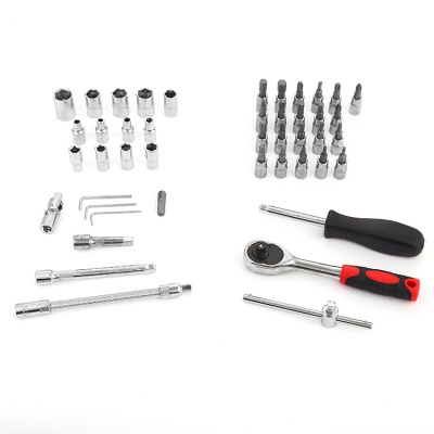 SNJUE kit d'outils de réparation automobile Jeu de 46 pièces Clés à cliquet en acier chrome-vanadium