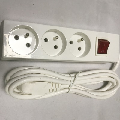 Carte enfichable standard européen avec interrupteur blanc 3 jacks