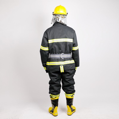 SANQIAN Combinaison de lutte contre l'incendie Set de cinq pièces split noir ignifuge polyester-coton