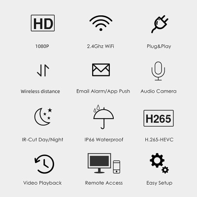 Ensemble de surveillance sans fil HD vision nocturne WIFI