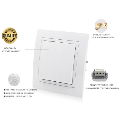 MEZEEN Interrupteur mural standard européen Commutateur à 1 position Commutateur simple/double commande