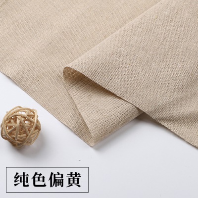 QINXIU Tissu coton et lin  couleur unie