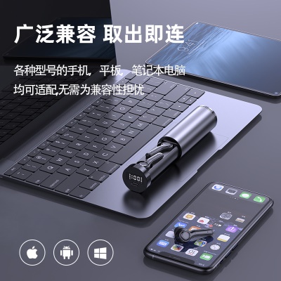 Casque Bluetooth sans fil intra-auriculaire avec affichage numérique tactile à empreinte digitale