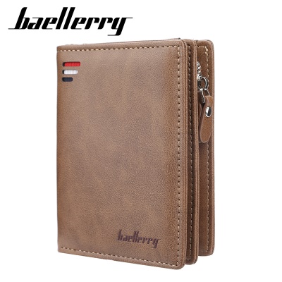 Baellerry Portefeuille pour hommes en cuir PU avec fermeture éclair et fermeture à glissière 2 plis