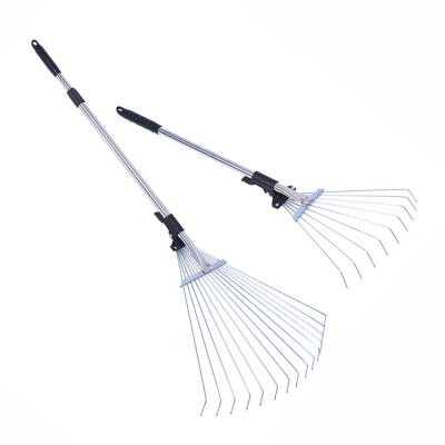 Râteau à feuilles caduques rétractable en acier inoxydable 9/15 dents