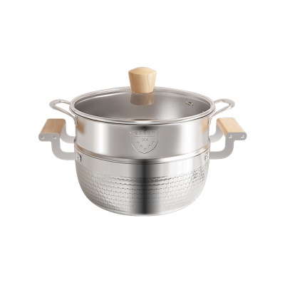 Casserole  à soupe amphores en acier inoxydable avec manche en bois massif