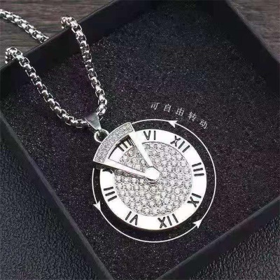 Collier pendentif  Chaine d'horloge rotative pour hommes