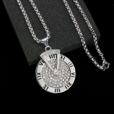 Collier pendentif  Chaine d'horloge rotative pour hommes