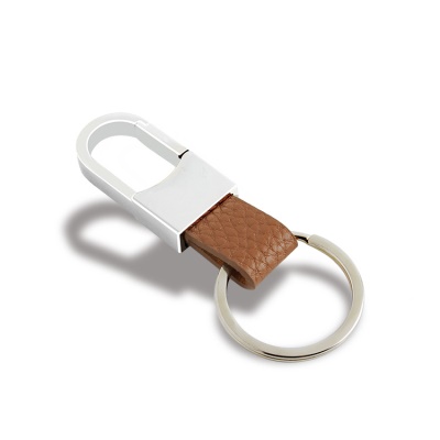 Porte-clés métallique avec cuir  pour clés de voiture