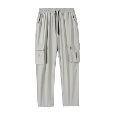 Pantalon droit stretch en soie de glace Pantalon décontracté