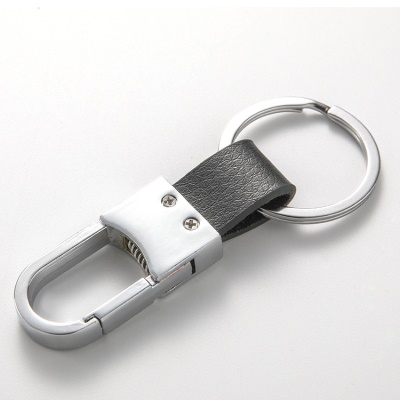 Porte-clés métallique avec cuir  pour clés de voiture