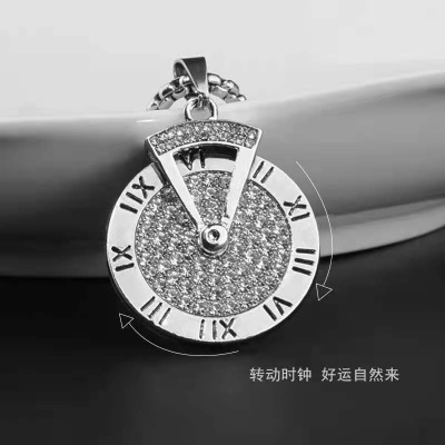 Collier pendentif  Chaine d'horloge rotative pour hommes