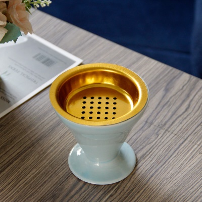 Brûleur d'aromathérapie en forme de V en céramique bleue