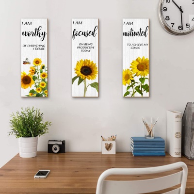 Pendentif en bois décoratif rustique en motif tournesol