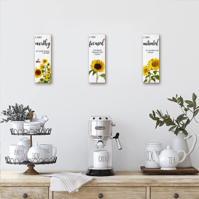 Pendentif en bois décoratif rustique en motif tournesol