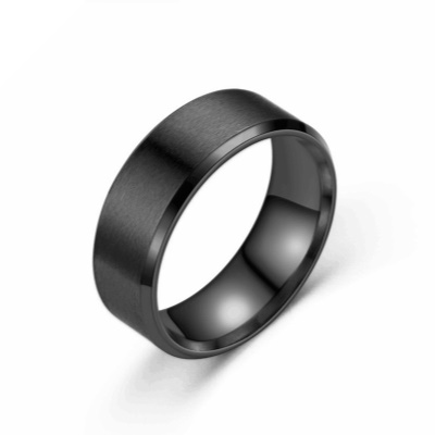 Bague Anneau  en acier inoxydable Acier titane noir