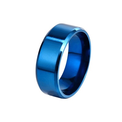 Bague Anneau  en acier inoxydable Acier titane noir