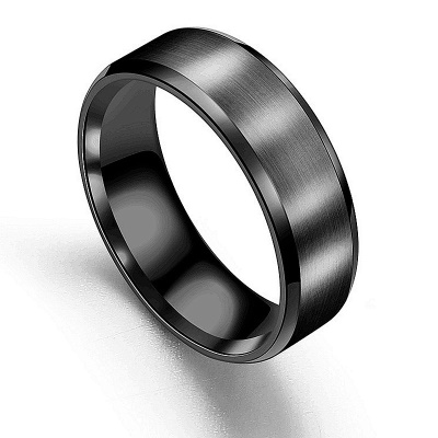 Bague Anneau  en acier inoxydable Acier titane noir