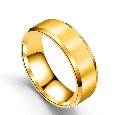 Bague Anneau  en acier inoxydable Acier titane noir