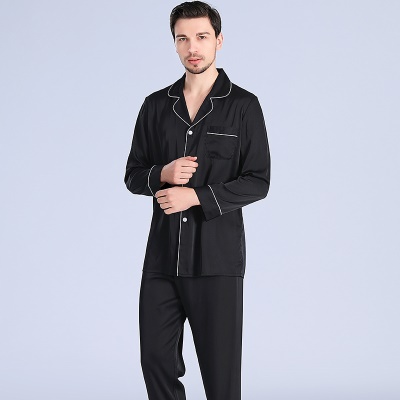 Pyjama mince manches longues en soie pour hommes