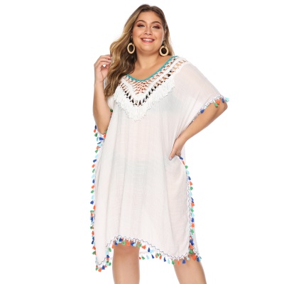 robe main crochet patchwork couleur franges lâche