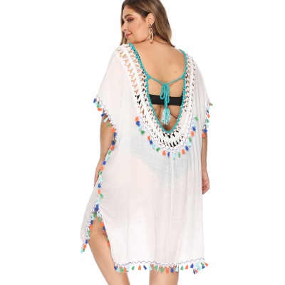 robe main crochet patchwork couleur franges lâche