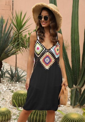 robe main crochet fleur patchwork perspective ajourée bretelles