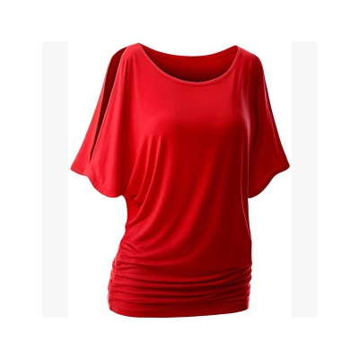 Top femme manches chauves-souris col rond lâche
