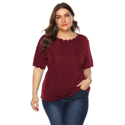 Top femme avec bord ondulé couleur unie tissu Goni droit