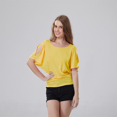 Top femme manches chauves-souris col rond lâche
