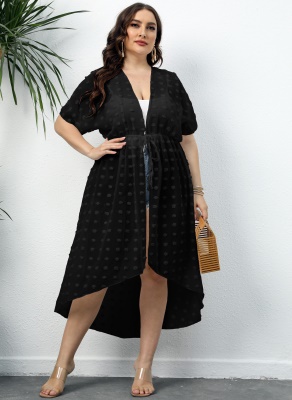 robe Cardigan à bretelles en mousseline de soie à pois pour femmes