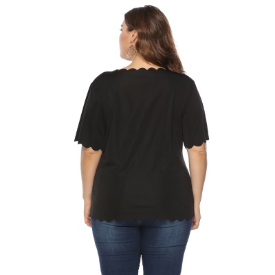 Top femme avec bord ondulé couleur unie tissu Goni droit