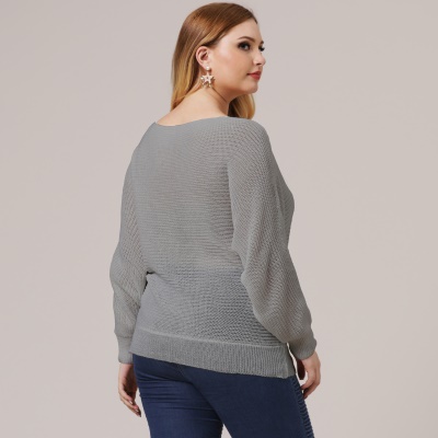 Top femme avec col large et à épaules nues manches chauve-souris tissé