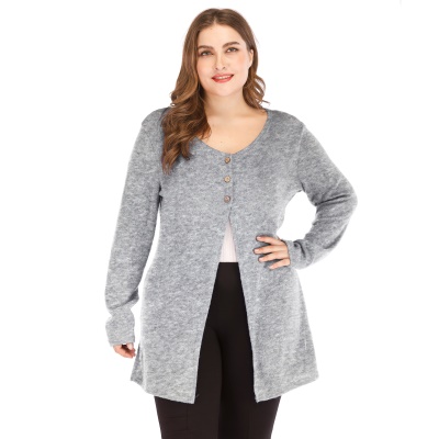 Top femme grande taille cardigan à trois boucles
