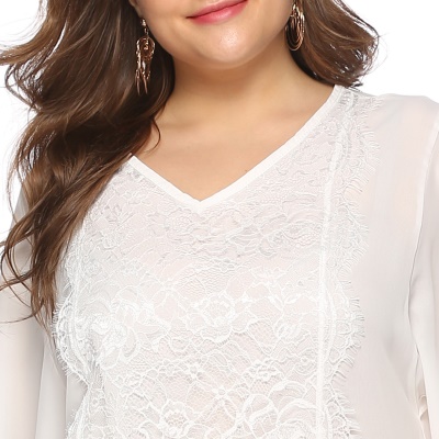 Robe femme dentelle patchwork mousseline manches cornes