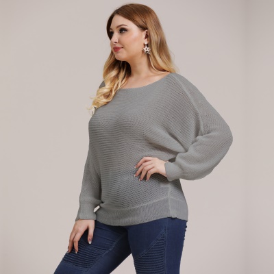 Top femme avec col large et à épaules nues manches chauve-souris tissé