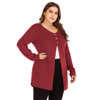 Top femme grande taille cardigan à trois boucles