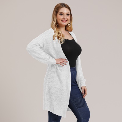 Pull femme manteau cardigan tissé grande poche