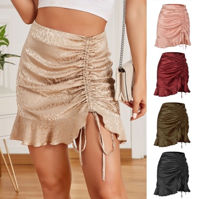 Jupe courte plissée avec cordon pour femme sexy