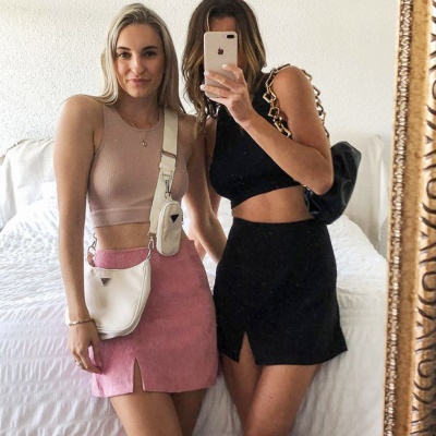 Jupe femme taille haute fendue