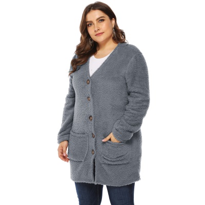 Pull double face en velours avec de grandes poches pour femmes